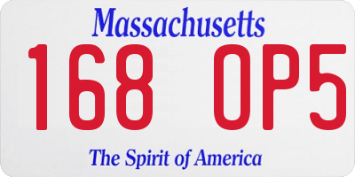 MA license plate 168OP5