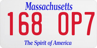 MA license plate 168OP7