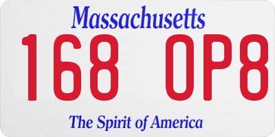 MA license plate 168OP8