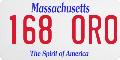 MA license plate 168OR0