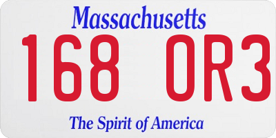 MA license plate 168OR3
