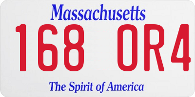 MA license plate 168OR4