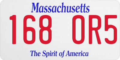 MA license plate 168OR5