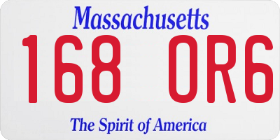 MA license plate 168OR6