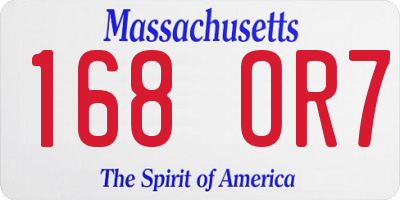 MA license plate 168OR7