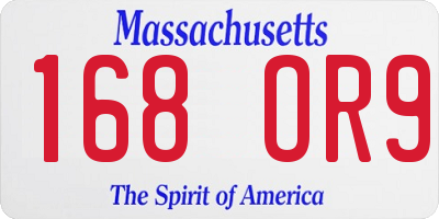 MA license plate 168OR9