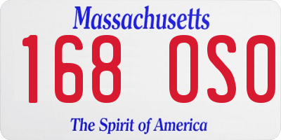 MA license plate 168OS0