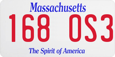 MA license plate 168OS3