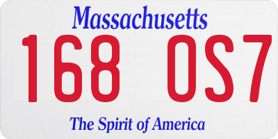 MA license plate 168OS7
