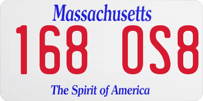 MA license plate 168OS8