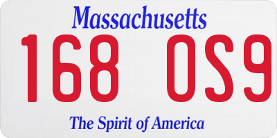 MA license plate 168OS9