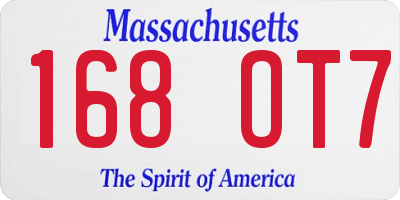 MA license plate 168OT7