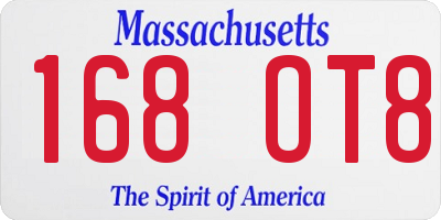 MA license plate 168OT8