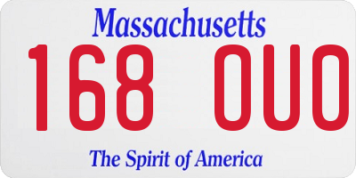 MA license plate 168OU0
