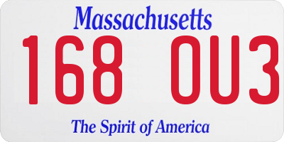 MA license plate 168OU3