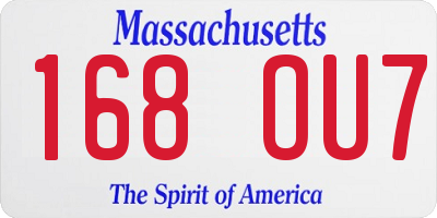 MA license plate 168OU7