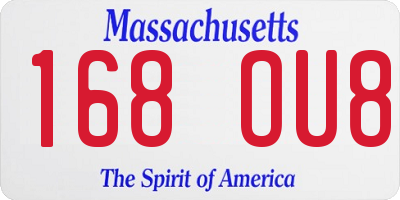 MA license plate 168OU8