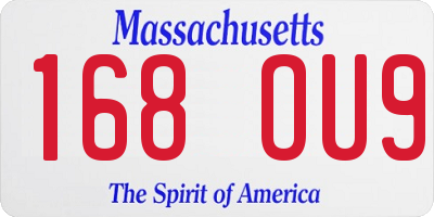 MA license plate 168OU9