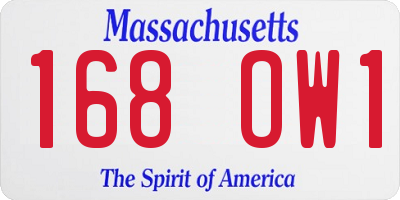 MA license plate 168OW1