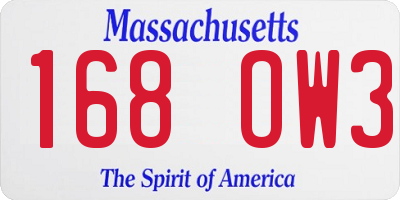 MA license plate 168OW3