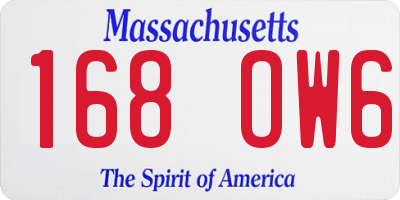 MA license plate 168OW6