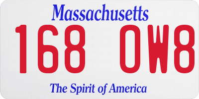 MA license plate 168OW8