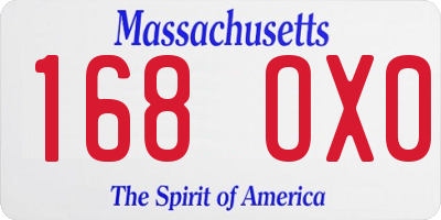 MA license plate 168OX0