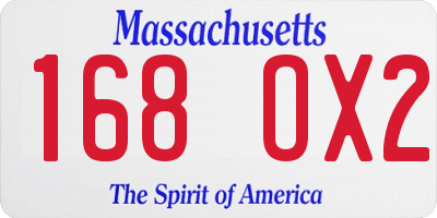 MA license plate 168OX2