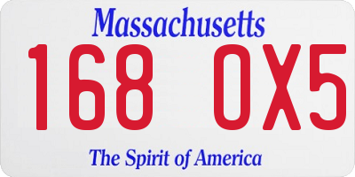 MA license plate 168OX5
