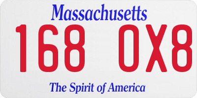 MA license plate 168OX8