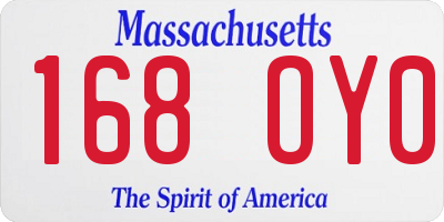 MA license plate 168OY0
