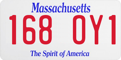 MA license plate 168OY1