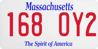 MA license plate 168OY2