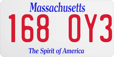 MA license plate 168OY3