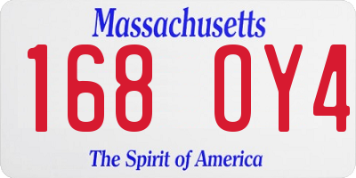 MA license plate 168OY4