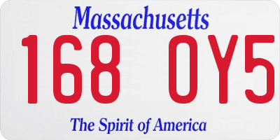 MA license plate 168OY5