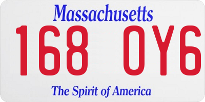 MA license plate 168OY6