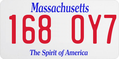 MA license plate 168OY7
