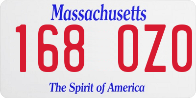 MA license plate 168OZ0