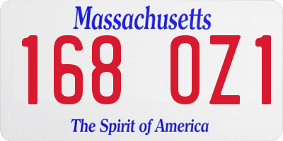 MA license plate 168OZ1