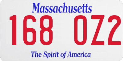 MA license plate 168OZ2