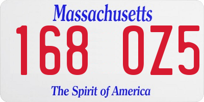 MA license plate 168OZ5
