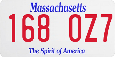 MA license plate 168OZ7