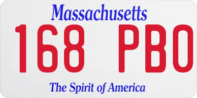 MA license plate 168PB0