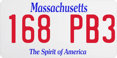 MA license plate 168PB3