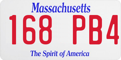MA license plate 168PB4