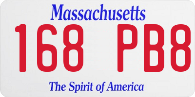 MA license plate 168PB8