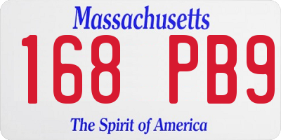 MA license plate 168PB9
