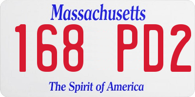 MA license plate 168PD2