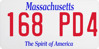 MA license plate 168PD4